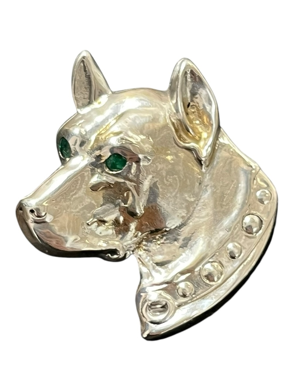 Sterling Silver Dog Head With Collar Boxer  Pendant